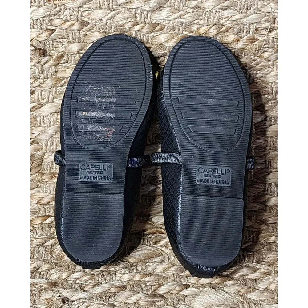 Capelli Toddler Girls Black Ballet Flats Size 8 Slip-On Shoes